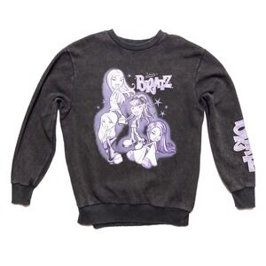 Bratz Y2K Graphic Crewneck Sweatshirt Washed Black Purple Small